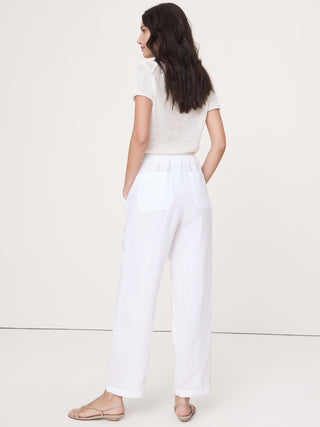 High-Waisted Straight-Leg Trousers with Elastic Waist