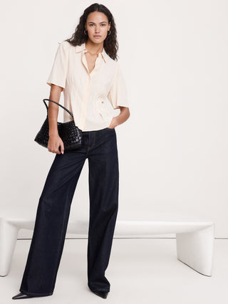 Camisa Manga Corta con Detalle Lazo Espalda