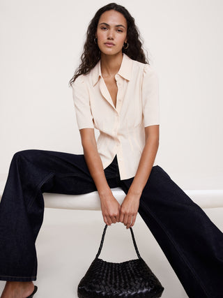 Camisa Manga Corta con Detalle Lazo Espalda