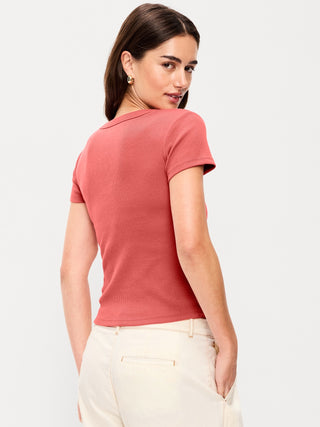 Camiseta Ajustada Manga Corta de Algodón