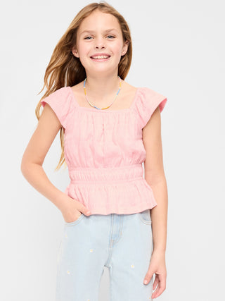 Blusa Fruncida con Detalle Volantes, Niña