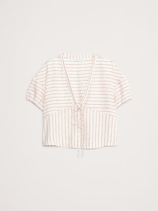 Camisa Manga Corta Detalle Lazo de Lino