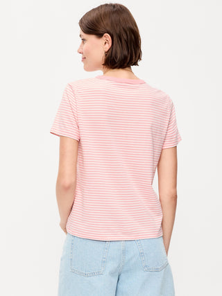 Round Neck T-Shirt with Stripe Print