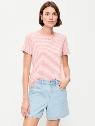 Round Neck T-Shirt with Stripe Print