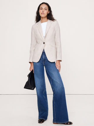 Blazer ajustado de lino.