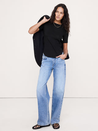 Camiseta Airy de algodón con mangas al codo.