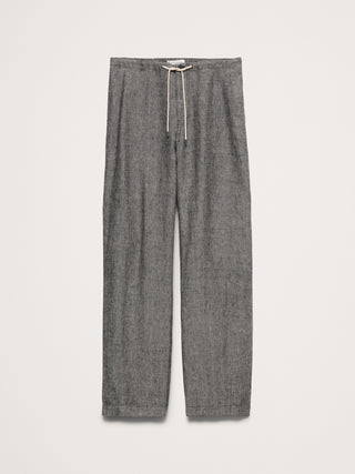 Pantalón Holgado Cintura Elástica de Lino