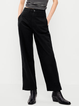 Pantalón Recto Talle Alto con Bolsillos