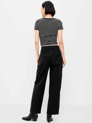 Pantalón Recto Talle Alto con Bolsillos
