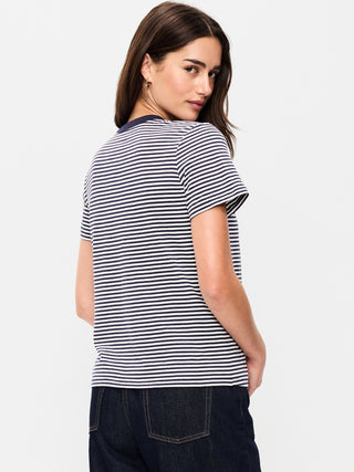 Round Neck T-Shirt with Stripe Print