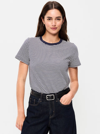 Round Neck T-Shirt with Stripe Print