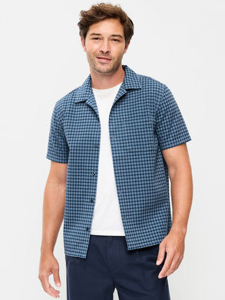 Camisa Manga Corta con Textura de Algodón