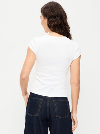 Camiseta Ajustada Cuello V de Algodón