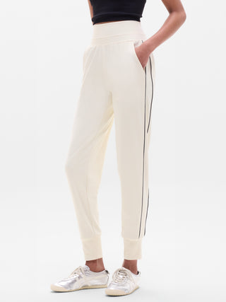 Mid-rise Trousers with Elasticated Waist and Stripe Detail