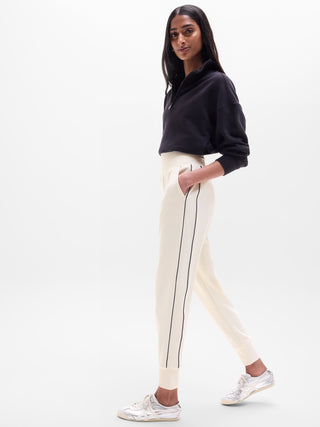 Mid-rise Trousers with Elasticated Waist and Stripe Detail