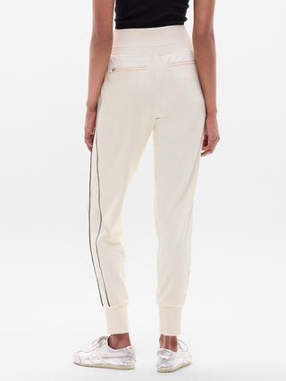 Mid-rise Trousers with Elasticated Waist and Stripe Detail