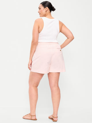 Pantalones cortos chinos OGC de cintura alta, entrepierna de 4 pulgadas.