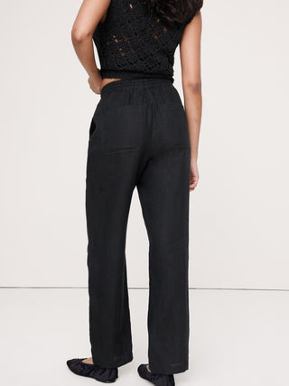 High-Waisted Straight-Leg Trousers with Elastic Waist