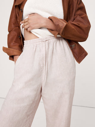 Pantalón Recto Talle Alto con Cintura Elástica