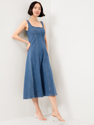 Vestido Denim con Escote Cuadrado