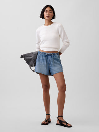 Shorts vaqueros sencillos de talle bajo de 3,5".