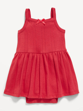 Baby knit pointelle bodysuit dress
