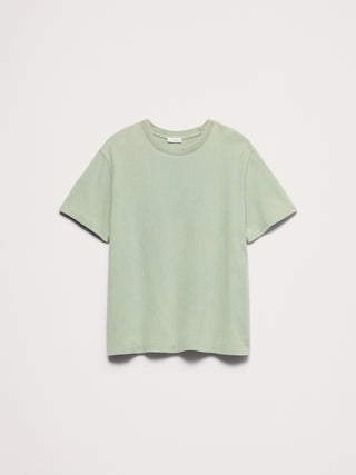 Camiseta de algodón ante con cuello redondo.