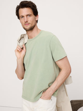 Camiseta de algodón ante con cuello redondo.