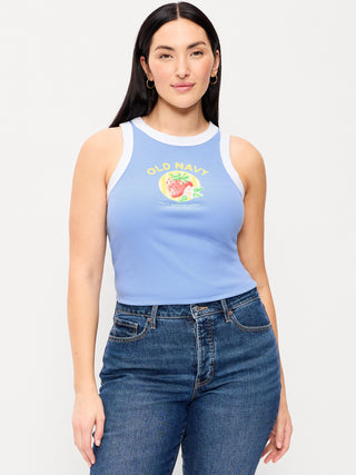 Top corto sin mangas de canalé ceñido.