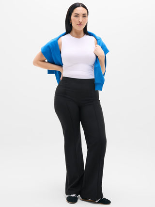 Pantalón Recto Talle Alto Bolsillos Traseros