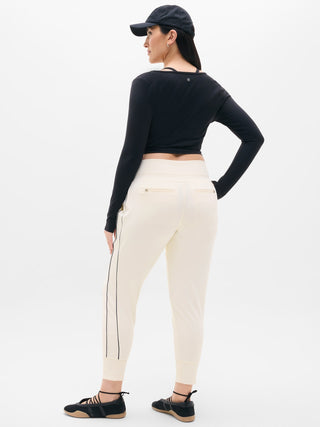Mid-rise Trousers with Elasticated Waist and Stripe Detail