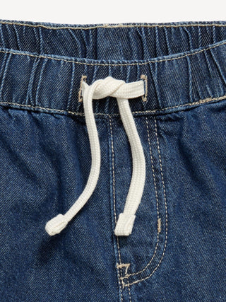 Shorts vaqueros sin cordones súper holgados por encima de la rodilla para niños.