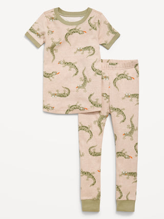 Conjunto de pijama ajustado estampado para niños pequeños y bebés.