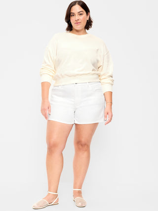 Shorts vaqueros Wow de cintura alta, entrepierna de 4 pulgadas.