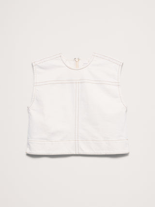 Camisa Denim sin Mangas con Detalle Costuras