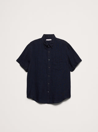 Camisa Manga Corta con Bolsillo de Lino