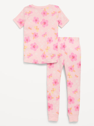 Conjunto de pijama ajustado estampado para niños pequeños y bebés.