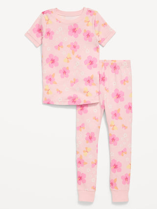 Conjunto de pijama ajustado estampado para niños pequeños y bebés.