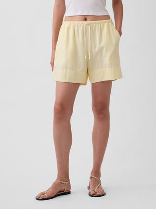 Shorts fáciles de mezcla de lino de 6".