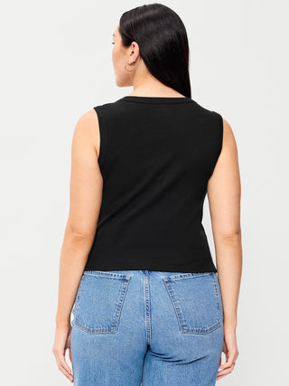 Camiseta sin mangas corta ajustada con cuello en V.