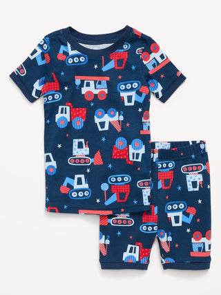 Conjunto de pijama ajustado estampado para niños pequeños y bebés.