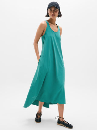 Vestido Largo Cuello Redondo con Bolsillos