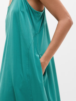 Vestido Largo Cuello Redondo con Bolsillos