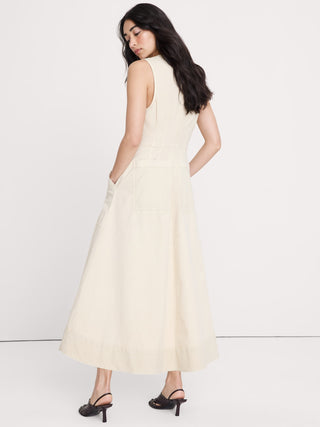 Vestido largo con bolsillo utilitario de lona de algodón.