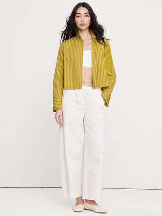 Cropped Long-Sleeve Cotton Shirt
