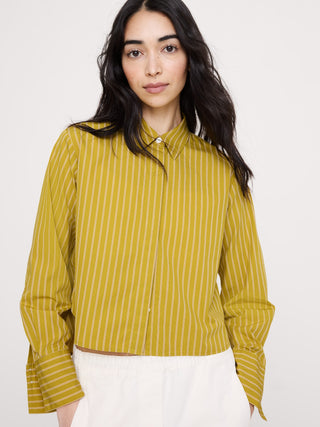 Cropped Long-Sleeve Cotton Shirt