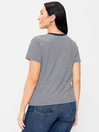 Round Neck T-Shirt with Stripe Print