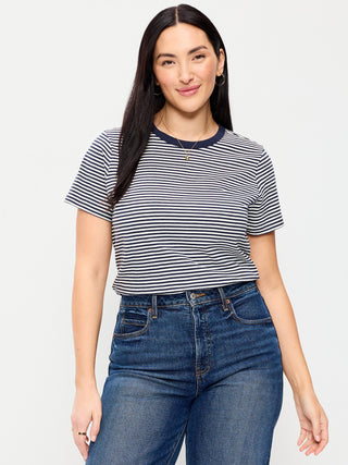 Round Neck T-Shirt with Stripe Print