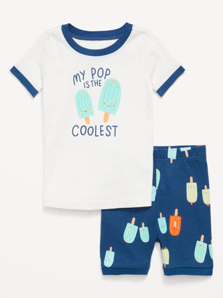 Conjunto de pijama ajustado con estampado gráfico para niños pequeños y bebés.