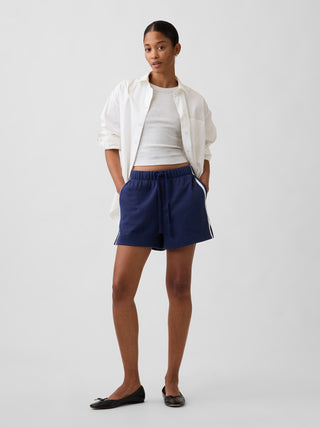 Shorts relajados de felpa francesa con rayas.